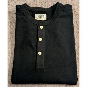 Bronson MFG Co Heavyweight Cotton Black Long Sleeve Henley Men's M